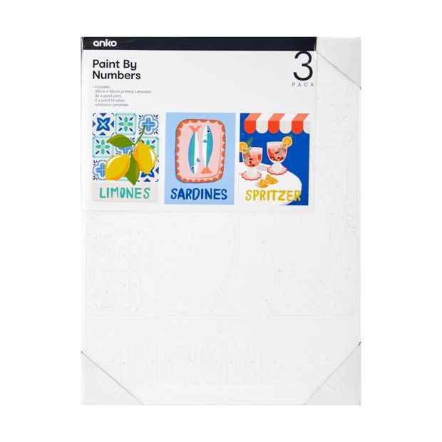 3 Pack Paint by Numbers  Mediterranean Vibes - Anko