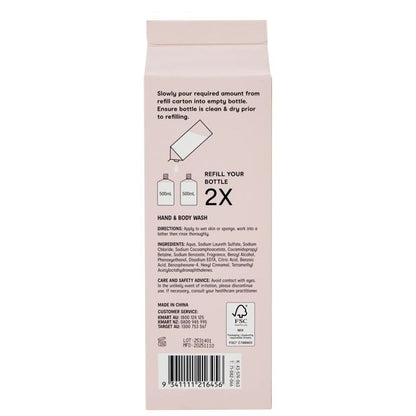 OXX Bodycare Hand and Body Wash Refill 1L - Bergamot - Rose and Geranium Scented