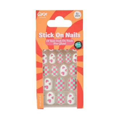 Pack Pre-Glued Stick On Nails  Almond Shape  Glow in the Dark - OXX Junior