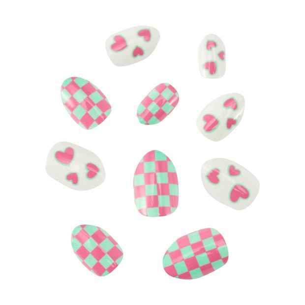 Pack Pre-Glued Stick On Nails  Almond Shape  Glow in the Dark - OXX Junior