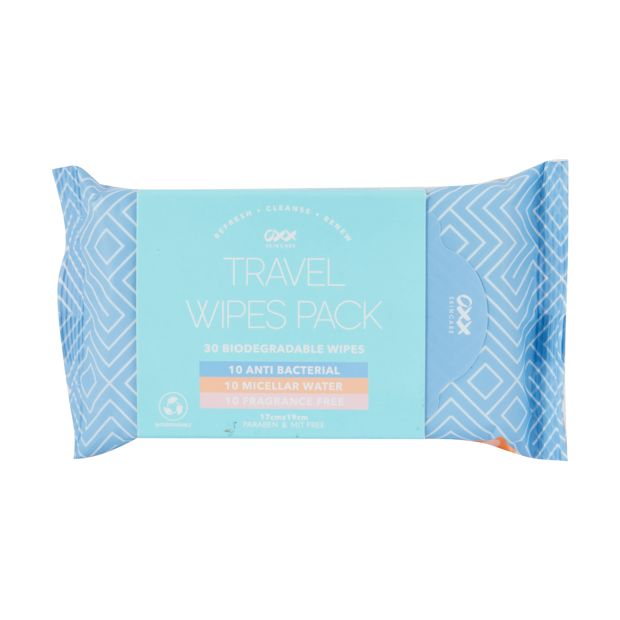 30 Piece Biodegradable Travel Wipes Pack - OXX Skincare