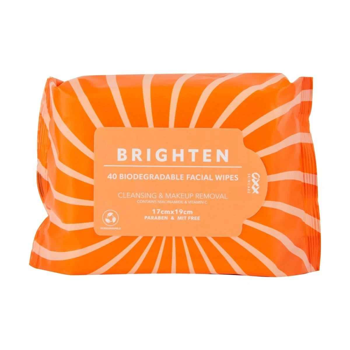 OXX Skincare 40 Pack Brighten Biodegradable Facial Wipes - Niacinamide and Vitamin C