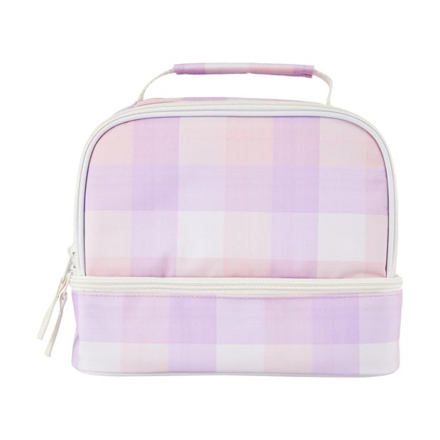 Lilac Check Insulated Twin Deck Lunch Bag - Anko