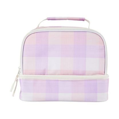Lilac Check Insulated Twin Deck Lunch Bag - Anko