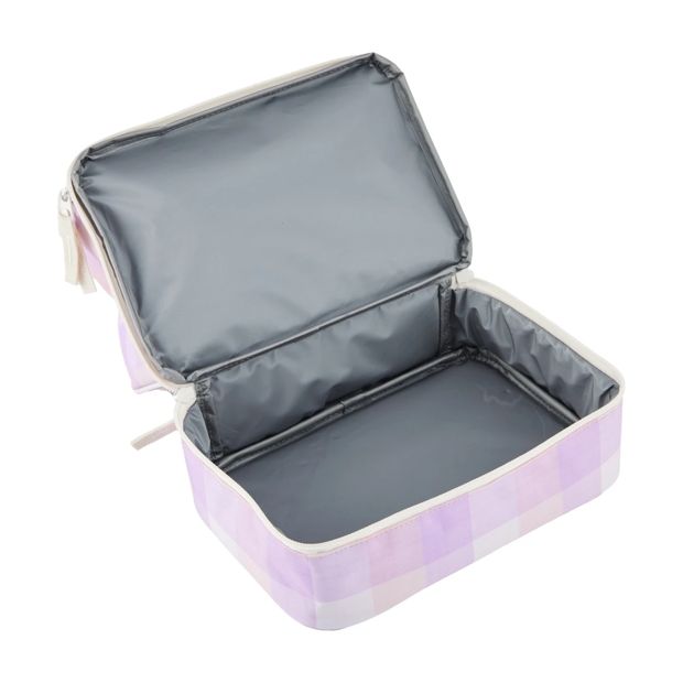 Lilac Check Insulated Twin Deck Lunch Bag - Anko