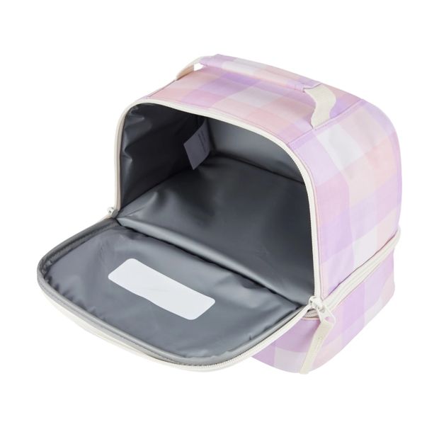 Lilac Check Insulated Twin Deck Lunch Bag - Anko