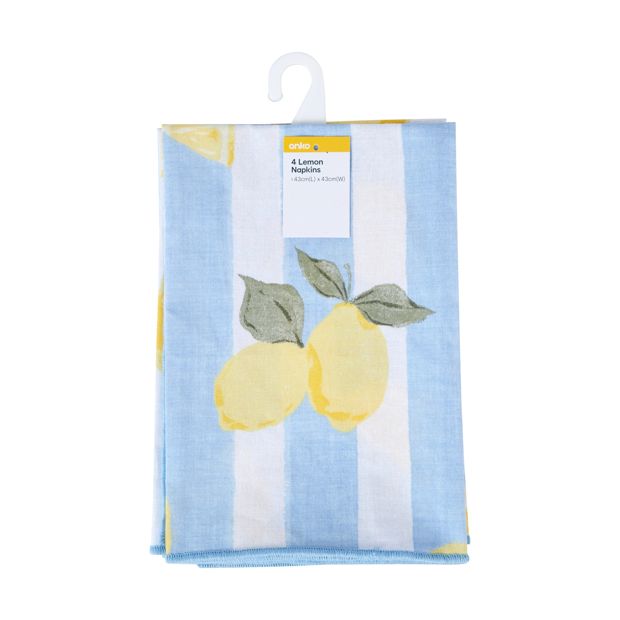 4 Pack Lemon Napkins - Anko