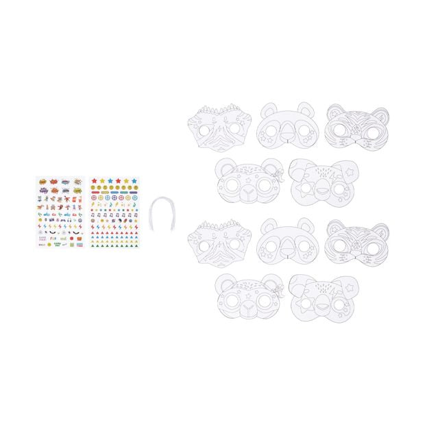 22 Piece Decorate Your Own Mask Kit Assorted - Anko