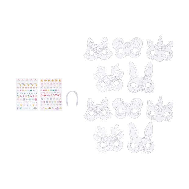 22 Piece Decorate Your Own Mask Kit Assorted - Anko
