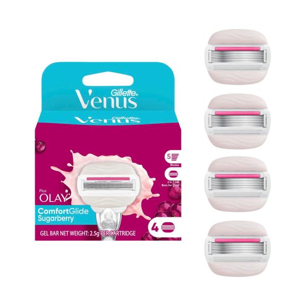 GILLETTE VENUS WITH OLAY COMFORTGLIDE SUGARBERRY WOMEN'S RAZOR BLADE 4PK