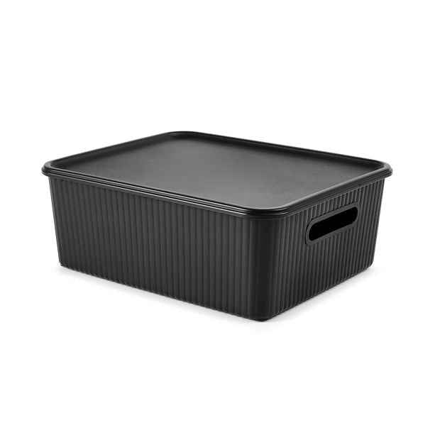 11L Ribbed Container, Black - Anko