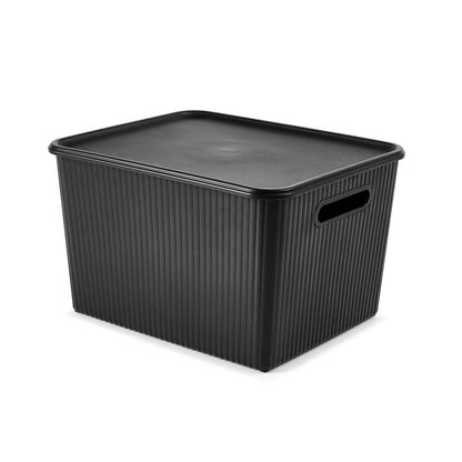 18L Ribbed Container, Black - Anko