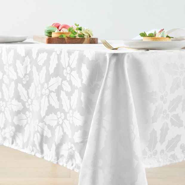 White Holly Jacquard Tablecloth - Anko