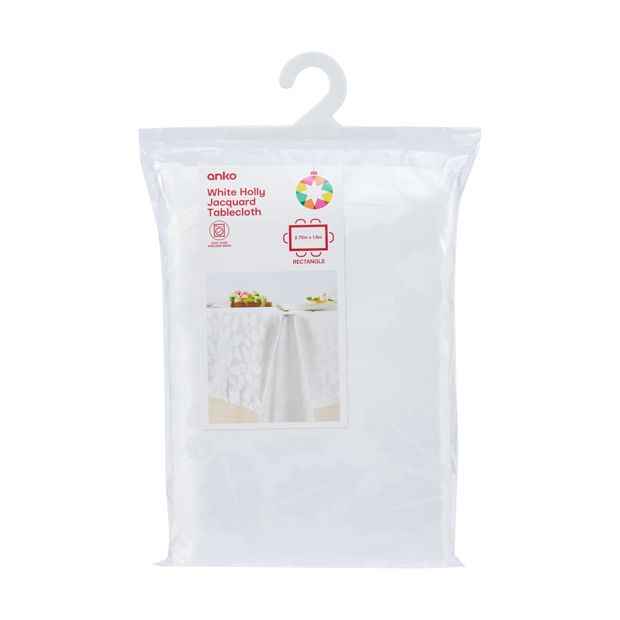 White Holly Jacquard Tablecloth - Anko