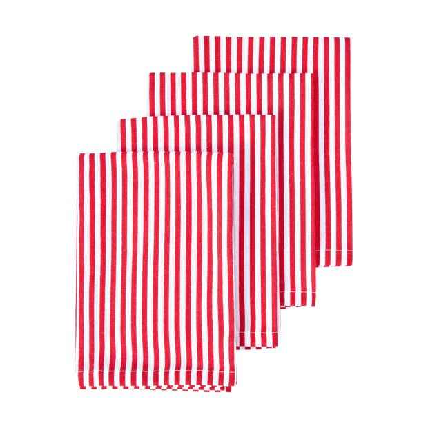4 Pack Red Stripe Napkins - Anko