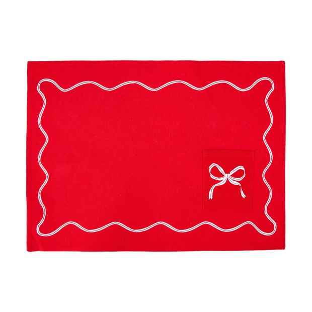 Red Bow Placemat with Cutlery Pocket - Anko