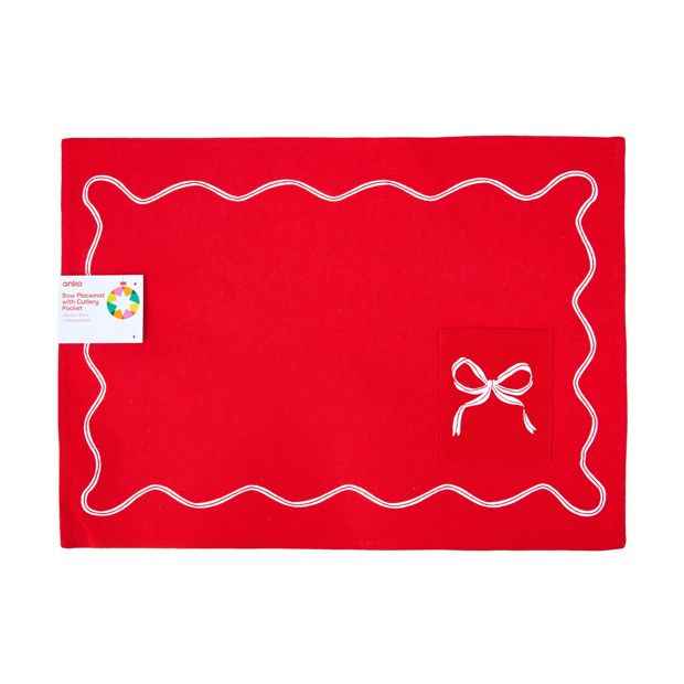 Red Bow Placemat with Cutlery Pocket - Anko