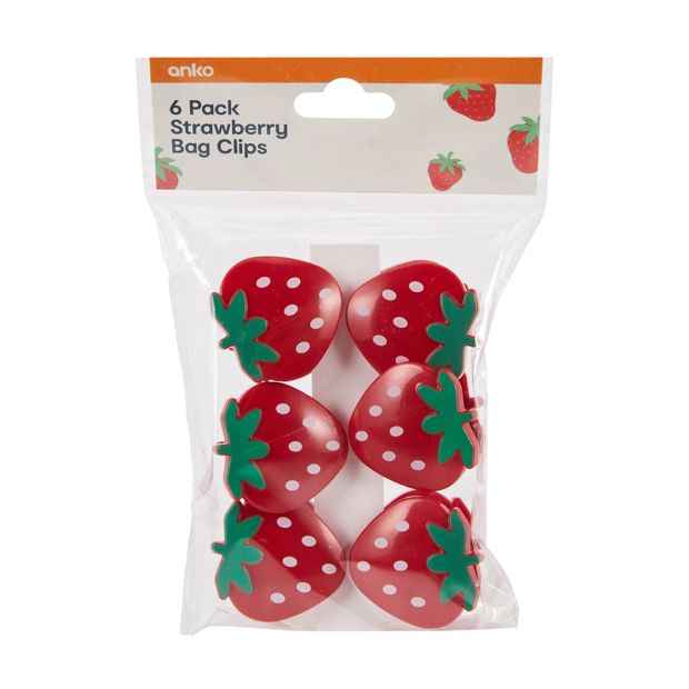 6 Pack Strawberry Bag Clips