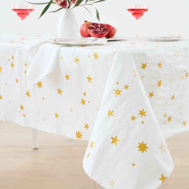 Gold Star Flannel Back Tablecloth - Anko