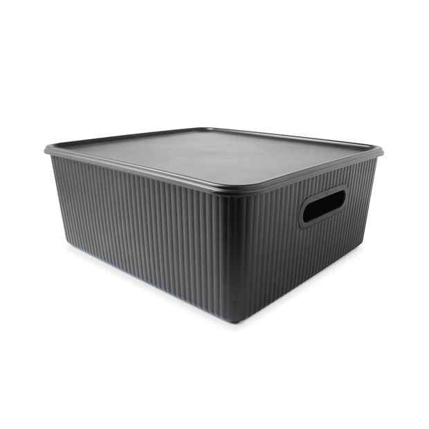 19L Ribbed Container, Black - Anko
