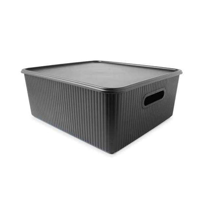 19L Ribbed Container, Black - Anko