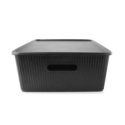 19L Ribbed Container, Black - Anko