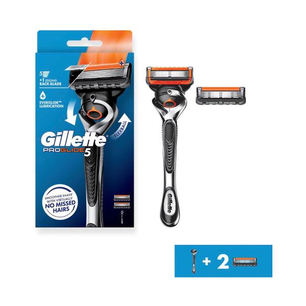 *GILLETTE PROGLIDE FLEXBALL RAZOR HANDLE +2 BLADE RF 1 EACH