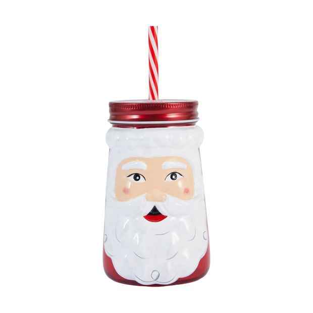 Santa Drink Jar & Straw - Anko