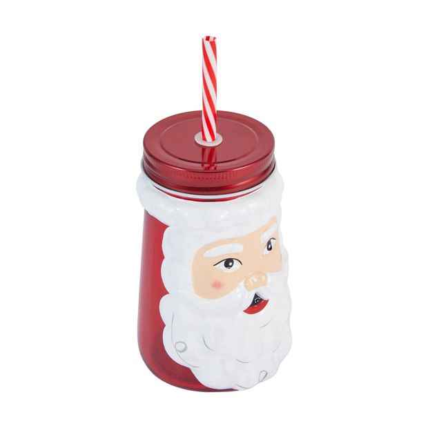 Santa Drink Jar & Straw - Anko