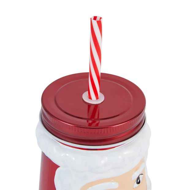 Santa Drink Jar & Straw - Anko
