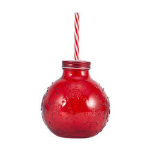 Red Bauble Drink Jar and Straw - Anko