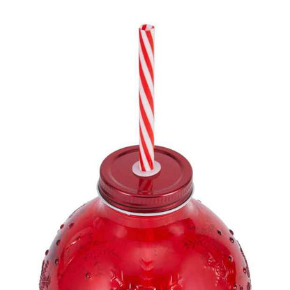 Red Bauble Drink Jar and Straw - Anko