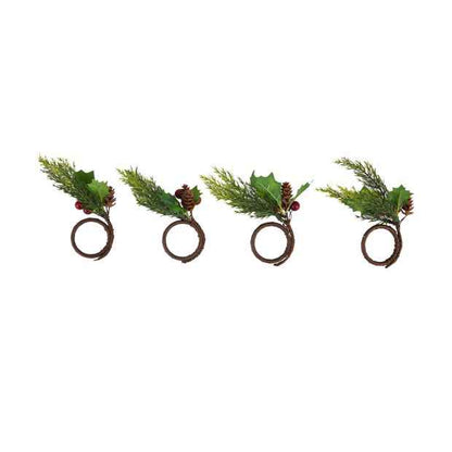 4 Pack Green Foliage Napkin Rings - Anko