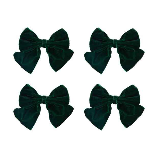 4 Pack Green Bow Napkin Rings - Anko