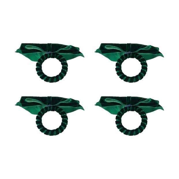 4 Pack Green Bow Napkin Rings - Anko