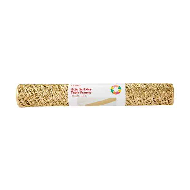 Gold Look Scribble Table Runner - Anko