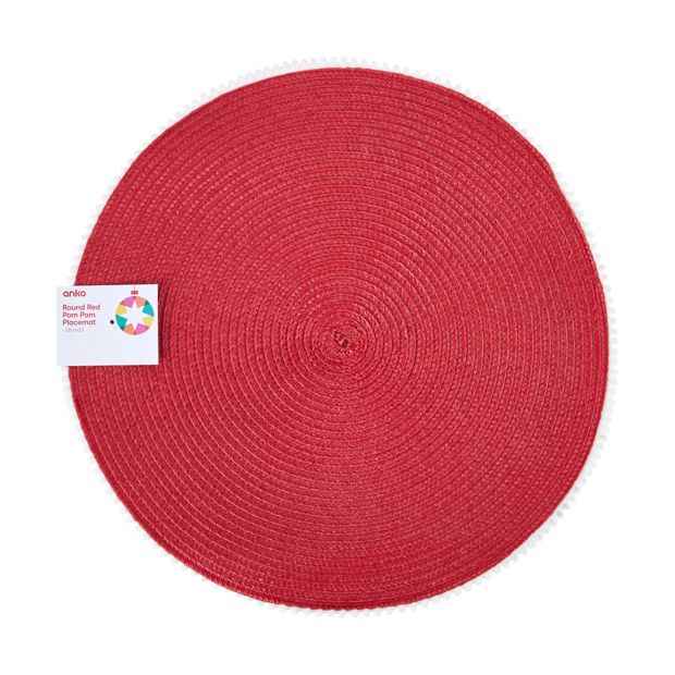 Round Red Pom Pom Placemat - Anko
