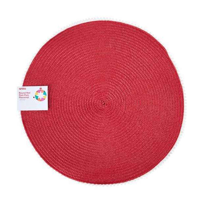 Round Red Pom Pom Placemat - Anko