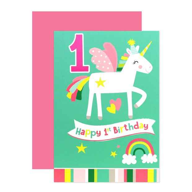 Connections from Hallmark 1st Birthday Card - Unicorn