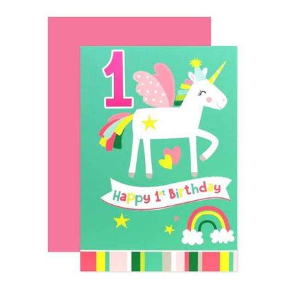 Connections from Hallmark 1st Birthday Card - Unicorn
