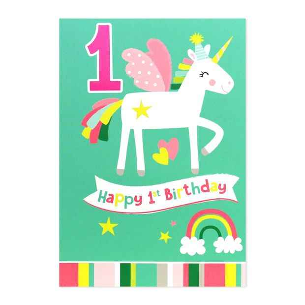 Connections from Hallmark 1st Birthday Card - Unicorn