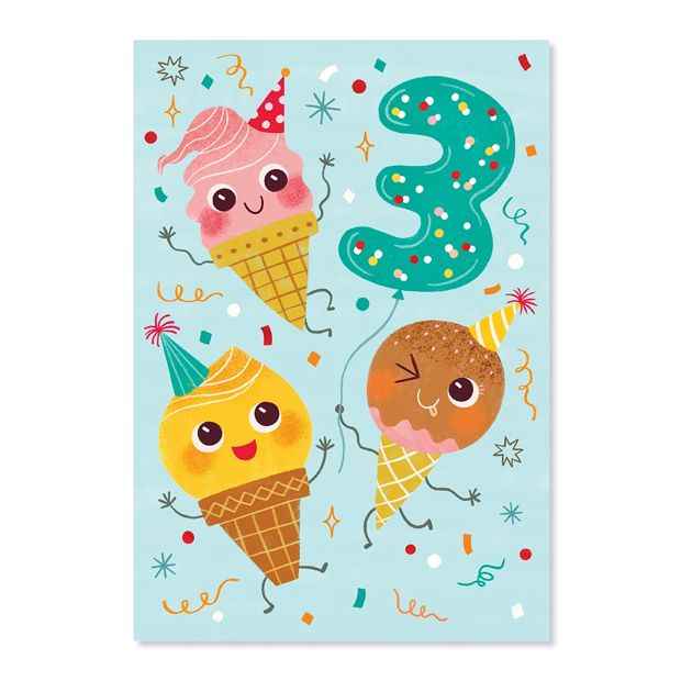 Connections from Hallmark 3rd Birthday Card - Icecreams