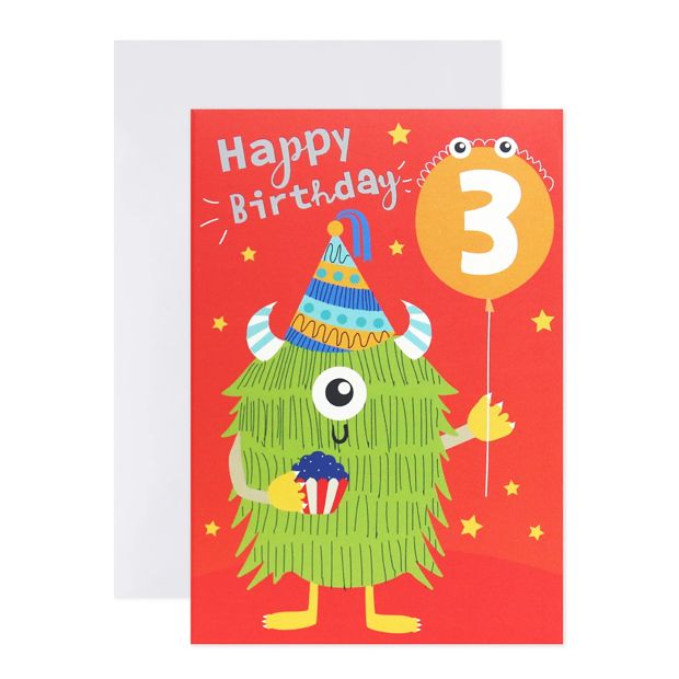 Monster Third Birthday Card