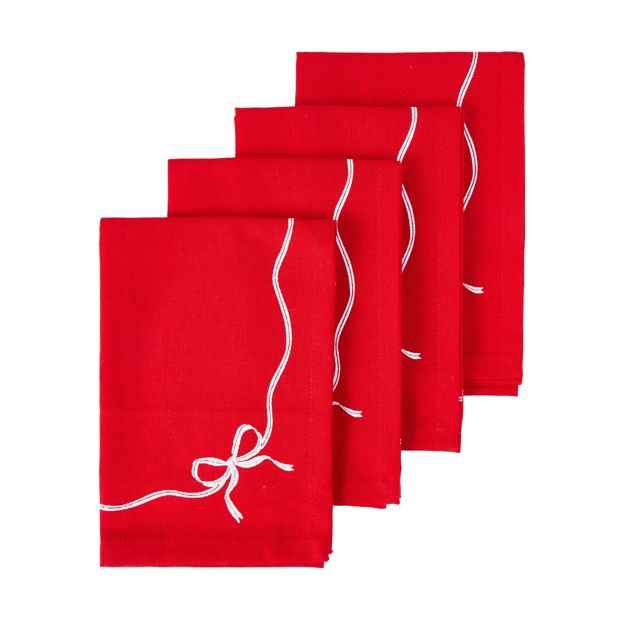 4 Pack Red Bow Napkins - Anko