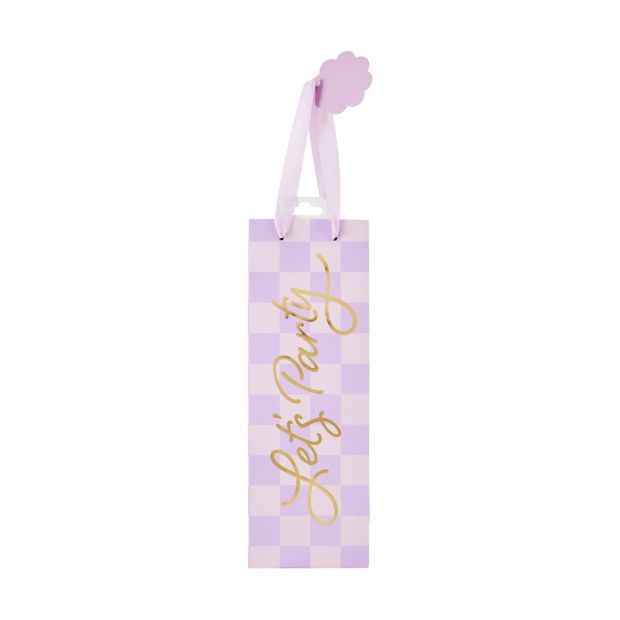 Lilac Check Bottle Bag - Anko