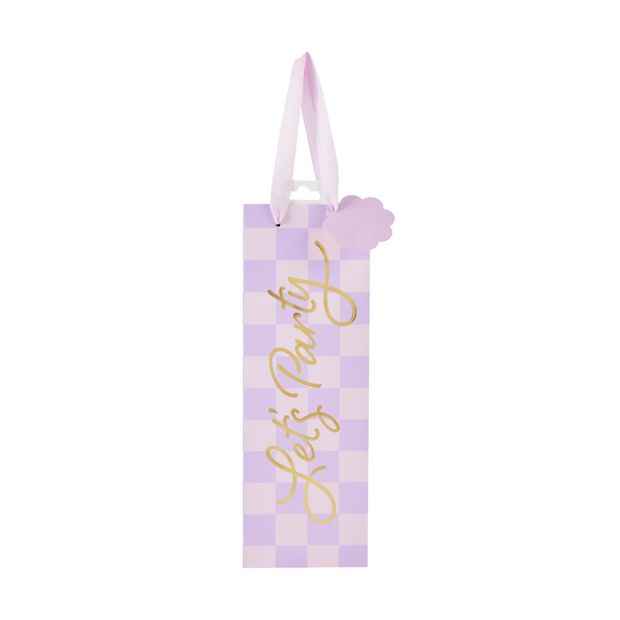 Lilac Check Bottle Bag - Anko
