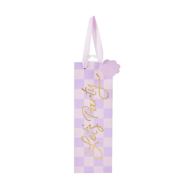 Lilac Check Bottle Bag - Anko