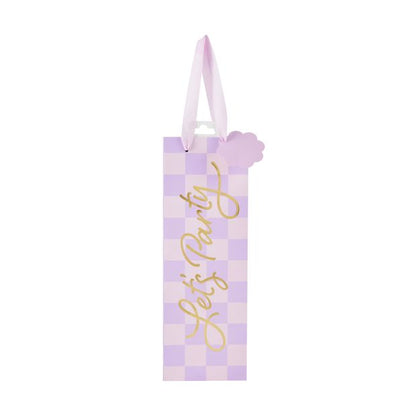 Lilac Check Bottle Bag - Anko