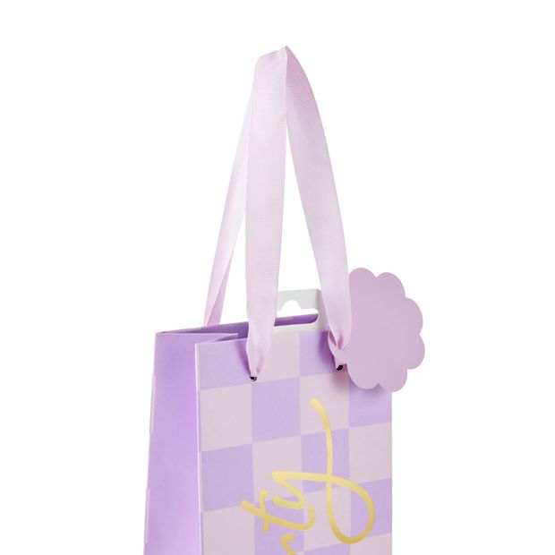 Lilac Check Bottle Bag - Anko