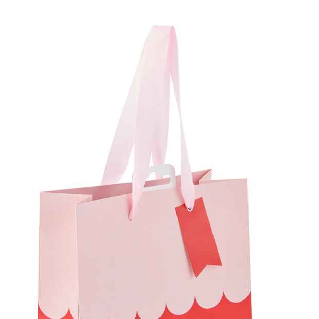Pink and Red Scalloped Gift Bag, Medium - Anko